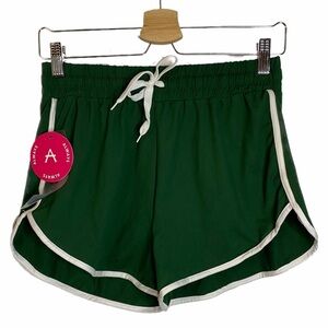 Always Green White Stripe High Waist Rise Athletic Running Shorts Medium M